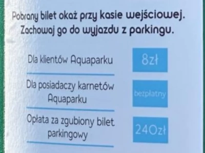 Ale zdzierstwo! Za zgubiony bilet parkingowy Aquapark każe sobie płacić 240 zł!