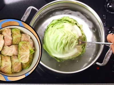 Wlewam do wody. Liście kapusty na gołąbki są sprężyste i nie rwą się