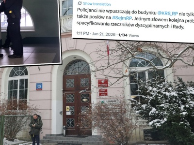 KRS reaguje na przeszukanie w budynku. 