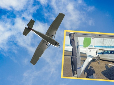 Kolizja na lotnisku w Rybniku. Awionetka uderzyła w samochód i drugi samolot