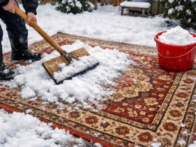 Trik babć na pranie dywanu. Śnieg zrobi więcej niż niejeden detergent