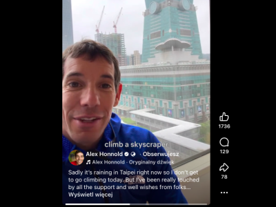 Deszcz uniemożliwił wspinaczkę Honnolda. Wydarzenie przesunięto na jutro