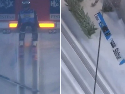 Niecodzienne sceny na mistrzostwach świata w lotach. Nagle ze skoczni poleciała sama... narta