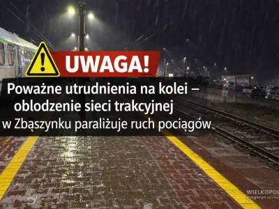 UWAGA! Poważne utrudnienia na kolei – oblodzenie sieci trakcyjnej w Zbąszynku paraliżuje ruch pociągów