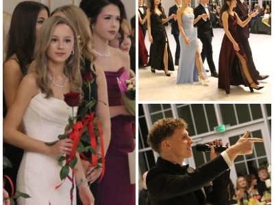 Maturzyści z Zespołu Szkół nr 6 w Jastrzębiu-Zdroju w pięknych układach poloneza na swojej studniówce