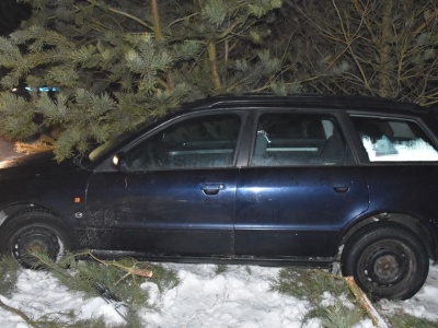 Pijany 34-latek i bez uprawnień zakończył jazdę na drzewie. Uciekł z miejsca zdarzenia