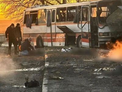 Rosjanie zaatakowali Shahedami autobus z ukraińskimi górnikami. Co najmniej 15 osób zginęło