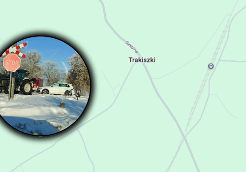 Kolizja na przejeździe kolejowym w Trakiszkach