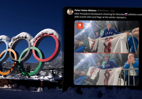 Oto, jaką flagę Rosjanin wniósł na trybuny podczas igrzysk. 