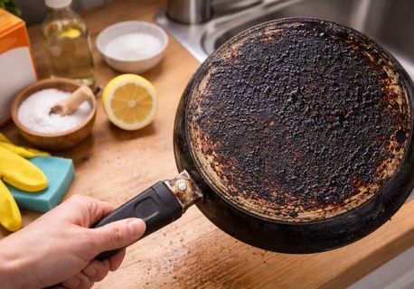 Kup w budowlanym i spryskaj patelnię. Spalenizna odpadnie bez szorowania