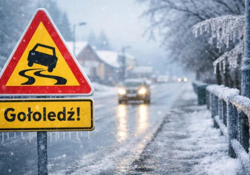 Ostrzeżenie IMGW dla powiatu chojnickiego. Marznące opady i wysoki stopień zagrożenia