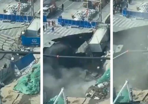 Ogromne zapadlisko w Szanghaju. Droga zniknęła w ciągu kilku sekund