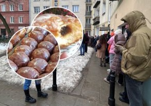 Kolejka ustawiła się jeszcze w nocy. Trudno uwierzyć, że takie pączki wciąż mają wzięcie