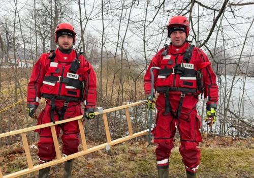 Strażacy z Podgórzyna ruszyli na ratunek uwięzionemu łabędziowi
