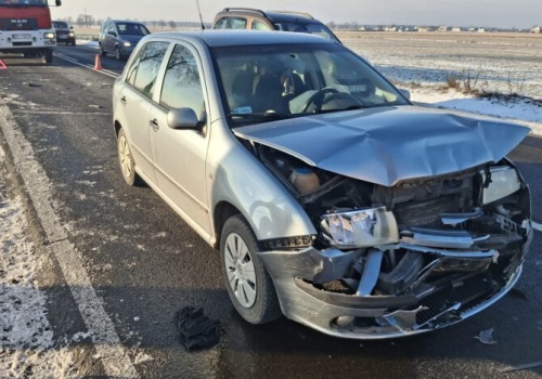 Zderzenie Audi i Skody w Longinówce na DK91