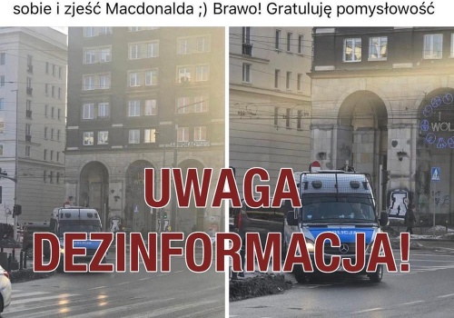 Radiowóz i posiłek. Dziwne tłumaczenie policji stołecznej