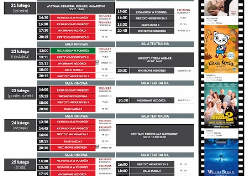 Repertuar kina SCK Sieradz na 21–26 lutego 2026 roku