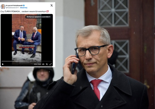 Żurek na ławeczce ze skazanym w I instancji senatorem. WIDEO