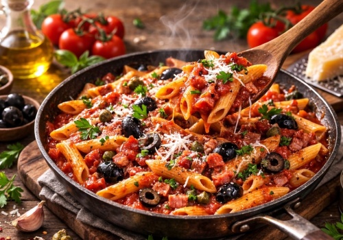 Ten makaron robi się sam, a smakuje jak w Rzymie. Penne alla puttanesca Jurka Sobieniaka w wersji 