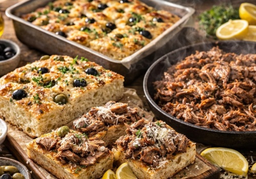 Pachnąca focaccia z szarpaną karkówką. Ten włoski duet podbije rodzinny stół