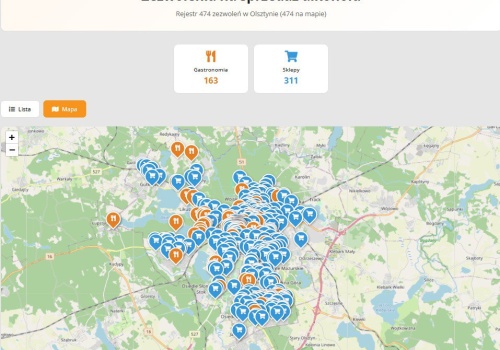 Otwarte dane w Olsztyn.com.pl. Rejestr zezwoleń na sprzedaż alkoholu w Olsztynie