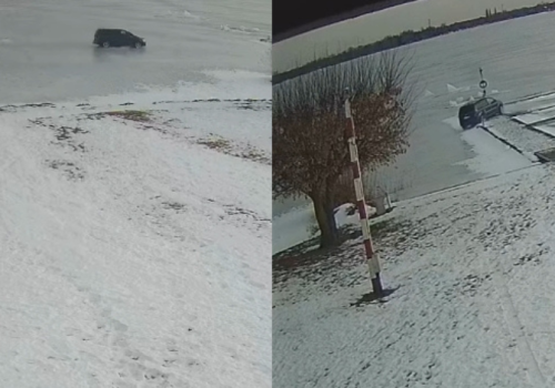 Nie uwierzycie! Senior szalał autem… po zamarzniętym jeziorze!