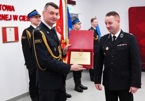 Pożegnanie ze służbą dowódcy Jednostki Ratowniczo-Gaśniczej nr 1 w Cieszynie