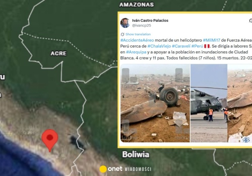 Katastrofa śmigłowca wojskowego w Peru. Zginęło 15 osób, w tym dzieci