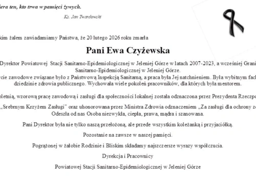 Zmarła Ewa Czyżewska - wieloletnia dyrektor jeleniogórskiego sanepidu