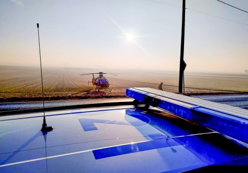 Potrącenie rowerzysty na ulicy Hulczyńskiej. Na miejscu lądował śmigłowiec LPR