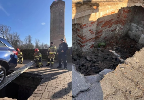 Pod autami zapadła się ziemia. Policjanci na miejscu odkryli coś niezwykłego