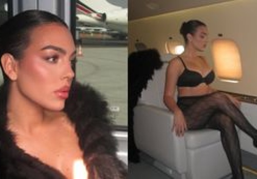 Georgina Rodriguez pręży się w rajstopkach i staniku na pokładzie prywatnego samolotu (FOTO)