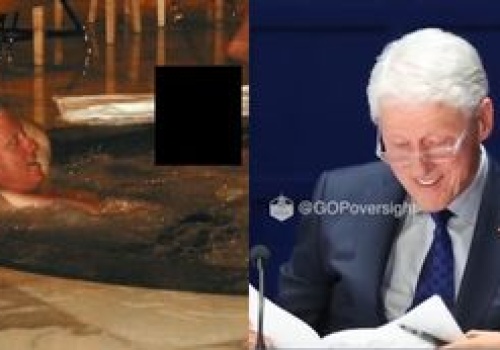 Rozbawiony Bill Clinton tłumaczy się ze zdjęcia z kobietą w jacuzzi znalezionego w aktach Epsteina: 