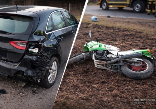 Motocykl uderzył w nieoznakowany radiowóz! Na miejscu lądował śmigłowiec LPR, dwie osoby w szpitalu