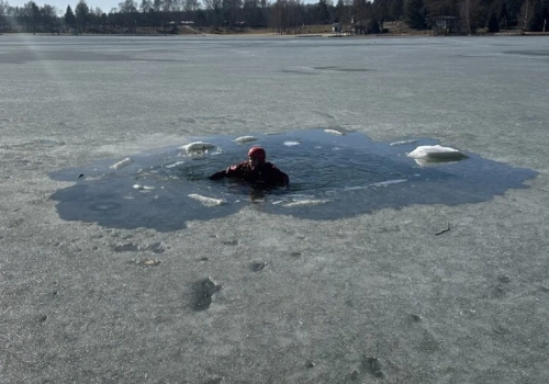 Szkolenie służb nad Sosiną. Ćwiczą akcje ratunkowe na kruchym lodzie