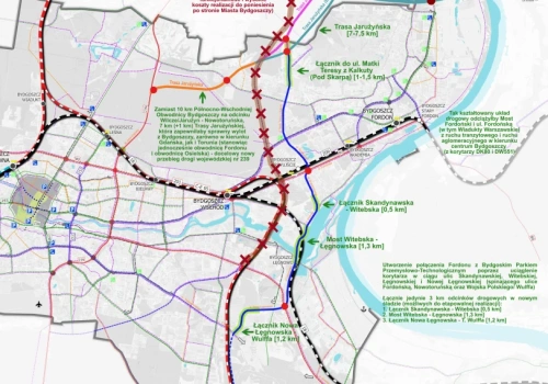 Koncepcja nowych ciągów drogowych, gdyby doszło do budowy wschodniej obwodnicy