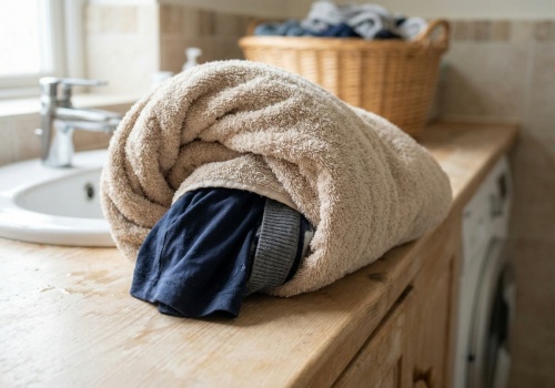 Zawijam mokre ubrania w ręcznik i robię jedną rzecz. Schnięcie skraca się o połowę