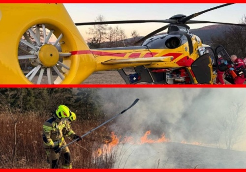76-latek prawie spłonął! Chciał ugasić pożar traw, w akcji śmigłowiec LPR