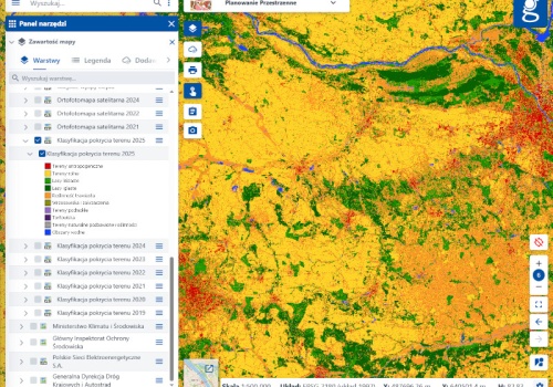 Klasyfikacja pokrycia terenu 2025 w Geoportal.gov.pl