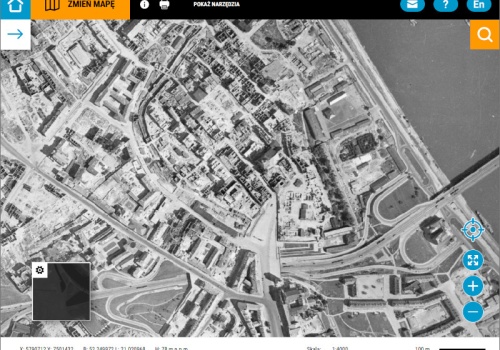 Fotoszkic na podstawie zdjęć z 1951 r. w stołecznym geoportalu