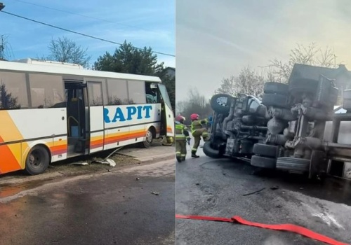 Zderzenie autobusu z cysterną. Są ranni