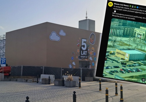 Gigantyczne pudło Amazona w centrum Warszawy. Nietypowa instalacja giganta e-commerce