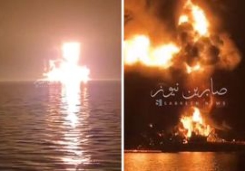 Kula ognia na morzu. Tankowiec stanął w ogniu. Są nagrania