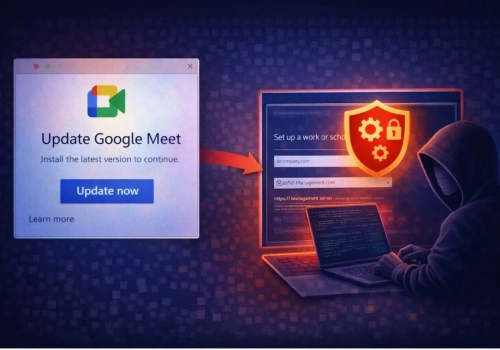 Jedno kliknięcie w fałszywą aktualizację Google Meet może pozbawić nas kontroli nad komputerem