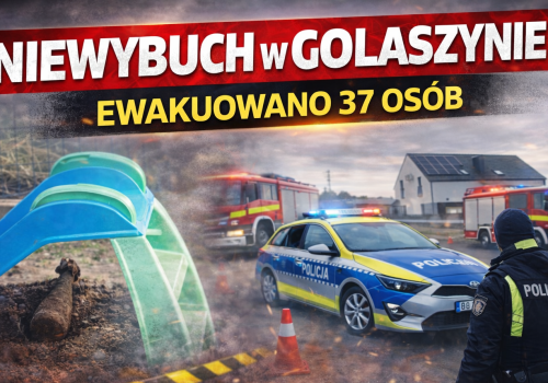 Alarm w Golaszynie! Podczas prac drogowych znaleziono niewybuch – ewakuowano mieszkańców