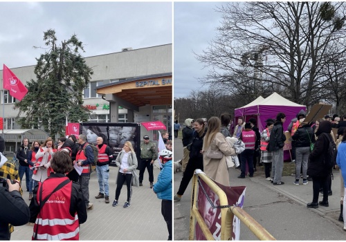 Szpital na gdańskiej Zaspie znów stał się miejscem protestów. Dwie manifestacje