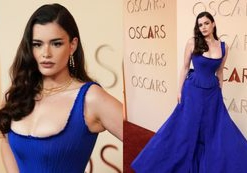 Oscary 2026. Barbie Ferreira zaprezentowała MOCNO ODCHUDZONĄ sylwetkę w niebieskiej sukni z dekoltem (ZDJĘCIA)