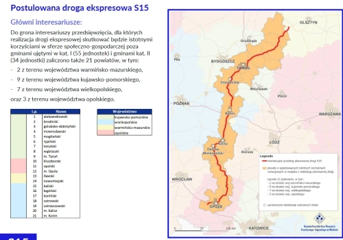 Ministerstwo w sprawie S15:  Sama deklaracja samorządów nie jest wystarczającym argumentem