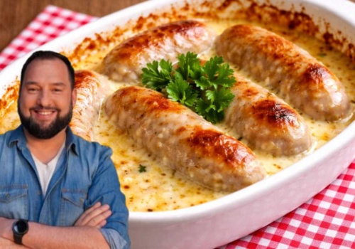 Pieczona biała kiełbasa wg Kuronia. Chwila pracy, a resztę robi piekarnik