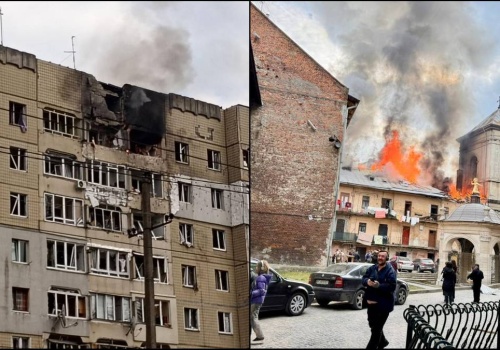 Zmasowany atak dronów na Lwów. Płoną mieszkania, ucierpiały miejsca 